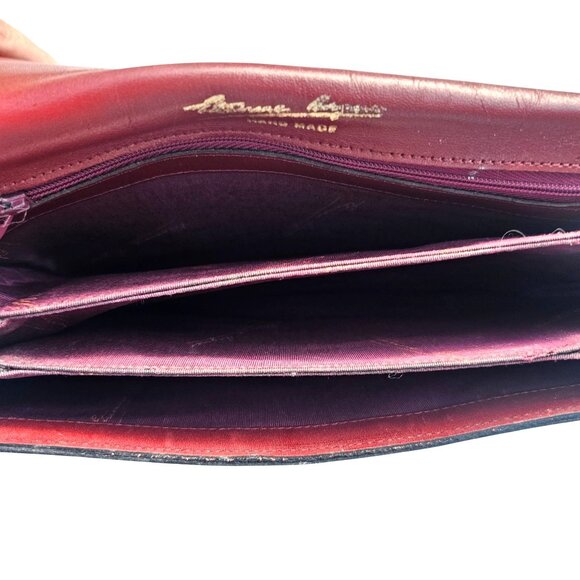 Vintage Etienne Aigner Burgundy Leather Accordion Purse Gold-Tone Hardware - Picture 14 of 15